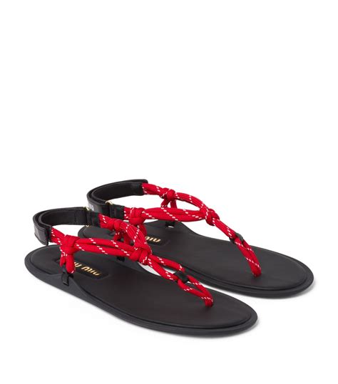 Red Riviere Cord And Leather Sandals .